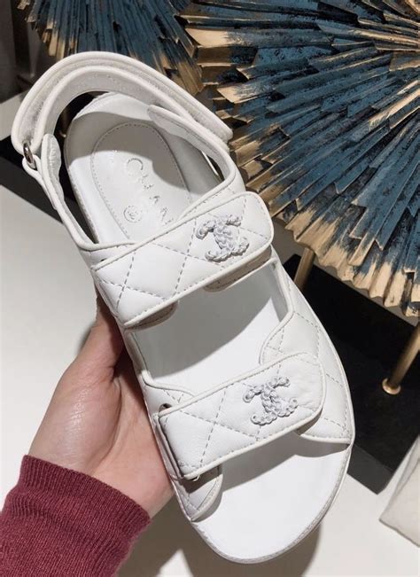 chanel dad sandals white|chanel velcro sandals 2020 price.